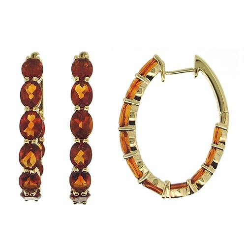 14K Gold Citrine Hoop Earrings
