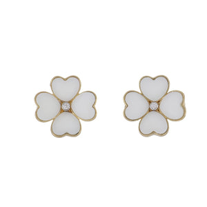 18K Gold White Coral Flower Petal Earrings