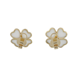 18K Gold White Coral Flower Petal Earrings