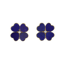 Load image into Gallery viewer, 18K Gold Lapis Flower Petal Earrings
