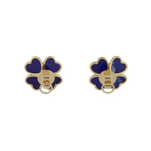 18K Gold Lapis Flower Petal Earrings