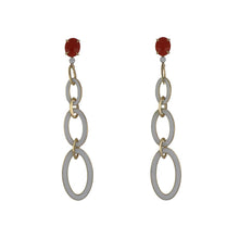 Load image into Gallery viewer, Aletto Brothers 18K Gold Coral and White Enamel Drop Earrings
