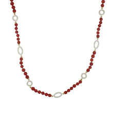 Load image into Gallery viewer, Aletto Brothers 18K Gold Coral Bead and White Enamel Necklace

