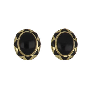 Vintage 1990s Elizabeth Gage 18K Gold Onyx Earrings