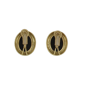 Vintage 1990s Elizabeth Gage 18K Gold Onyx Earrings