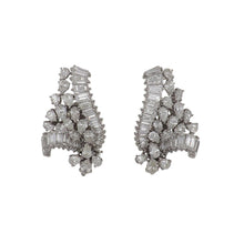 Load image into Gallery viewer, Mid-Century Platinum  South Sea Pearl and Diamond Cluster Day/Night Earrings
