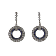 Load image into Gallery viewer, Estate Platinum Art Deco-Style Circular Drop Earrings
