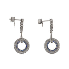Load image into Gallery viewer, Estate Platinum Art Deco-Style Circular Drop Earrings
