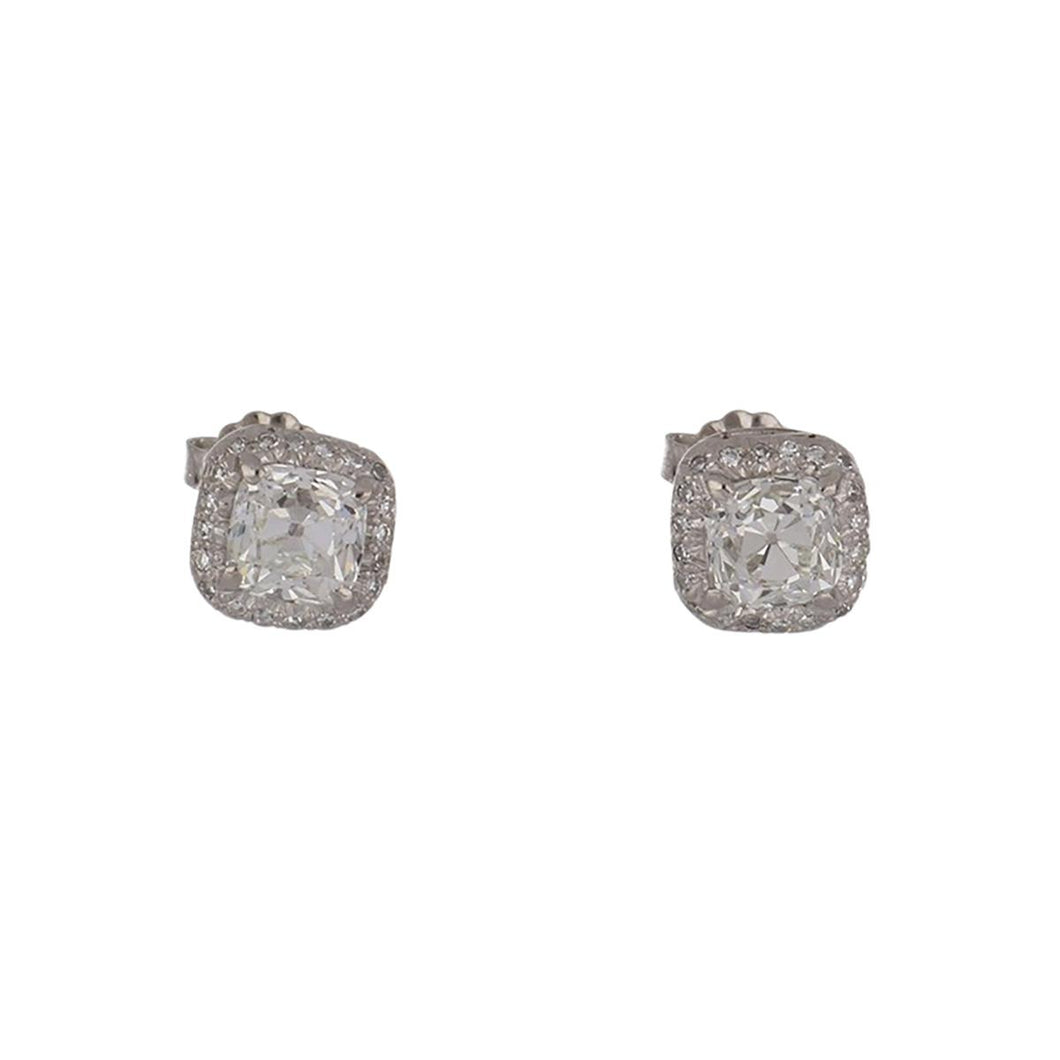 Platinum Diamond Stud Earrings with a Halo