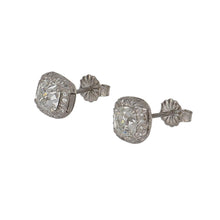 Load image into Gallery viewer, Platinum Diamond Stud Earrings with a Halo
