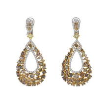 Load image into Gallery viewer, Estate 18K Two-Toned Gold Fancy Colored Diamond Drop Earrings
