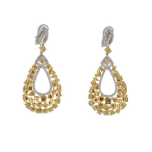 Load image into Gallery viewer, Estate 18K Two-Toned Gold Fancy Colored Diamond Drop Earrings
