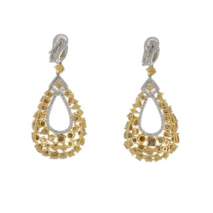 Estate 18K Two-Toned Gold Fancy Colored Diamond Drop Earrings