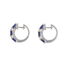 Load image into Gallery viewer, 18K White Gold Sapphire and Diamond Hoop Earrings
