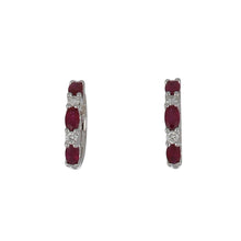 Load image into Gallery viewer, 18K White Gold Ruby and Diamond Hoop Earrings
