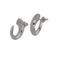 Load image into Gallery viewer, 18K White Gold Italian Hoop Earrings with Diamonds
