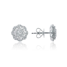 Load image into Gallery viewer, 18K White Gold Diamond Cluster Studs with Halo

