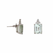 Load image into Gallery viewer, 18K White Gold Aquamarine Stud Earrings

