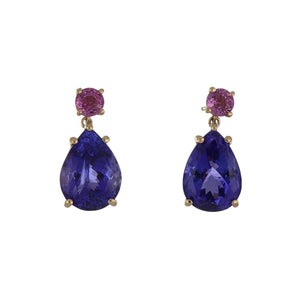 Bespoke 18K Gold Tanzanite and Pink Sapphire Earrings