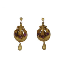 Load image into Gallery viewer, Victorian 18K Gold Almandine Garnet Drop Earrings
