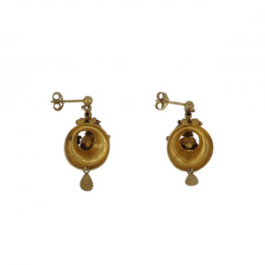 Victorian 18K Gold Almandine Garnet Drop Earrings