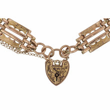 Load image into Gallery viewer, Victorian 9K Rose Gold Gate Padlock Bracelet
