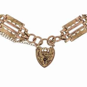 Victorian 9K Rose Gold Gate Padlock Bracelet