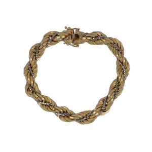 Vintage 1990s 9K Two-Tone Gold Rope Bracelet