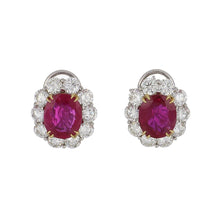 Load image into Gallery viewer, Platinum and 18K White Gold Burma Ruby and Diamond Earrings
