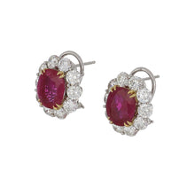 Load image into Gallery viewer, Platinum and 18K White Gold Burma Ruby and Diamond Earrings

