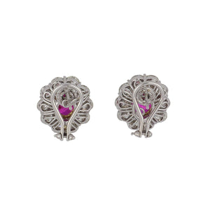 Platinum and 18K White Gold Burma Ruby and Diamond Earrings