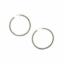 Load image into Gallery viewer, Sterling Silver and 14K Gold Multicolored Sapphire Hoop Earrings
