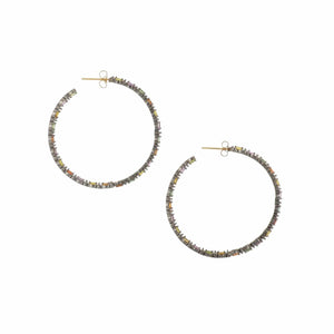 Sterling Silver and 14K Gold Multicolored Sapphire Hoop Earrings