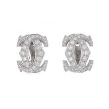 Load image into Gallery viewer, Estate Cartier 18K White Gold Pavé Diamond Double C Collar Necklace and Earrings
