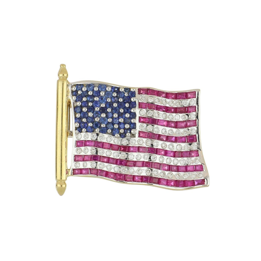Mid-Century 18K Two-Tone American Flag Pin