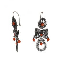 Load image into Gallery viewer, Arts &amp; Crafts Sterling Silver Oaxacan Cannetille Ribbon Earrings
