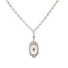 Load image into Gallery viewer, Art Deco Carved Rock Crystal 14K White Gold Pendant Necklace
