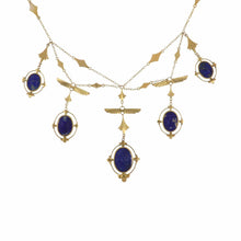 Load image into Gallery viewer, Important Art Deco Egyptian Revival  Lapis 14K Gold Swag Necklace
