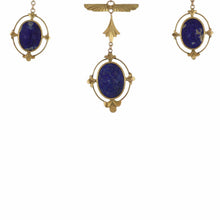 Load image into Gallery viewer, Important Art Deco Egyptian Revival  Lapis 14K Gold Swag Necklace
