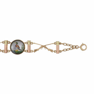 Victorian 14K Rose and Yellow Gold Reverse Intaglio Crystal Bracelet