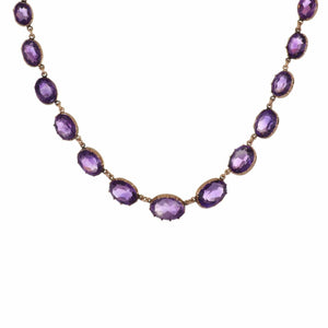 Important Victorian 14K Rose Gold Amethyst Riviere Necklace
