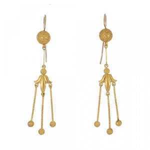 Victorian Etruscan Revival 18K Gold Multi-drop Earrings