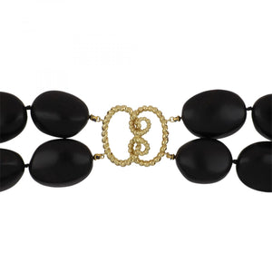Vintage 1990s Verdura Ebony Bead 18K Gold Necklace