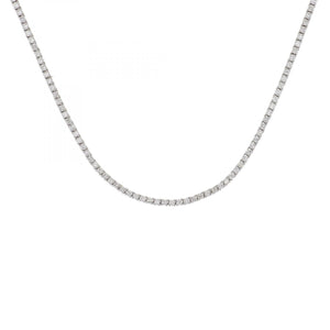 18K White Gold Thin Diamond Riviera Necklace 4.55 ctw