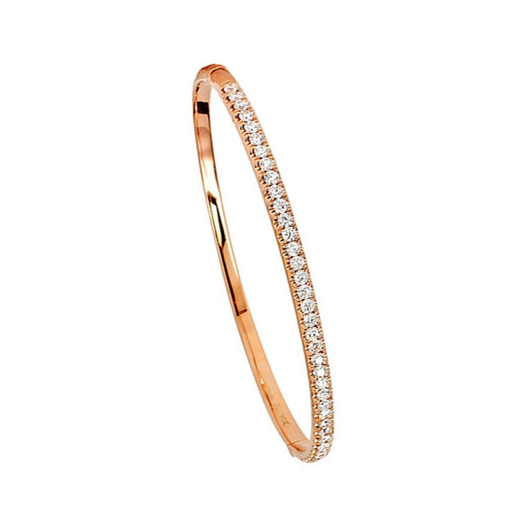 18K Rose Gold Diamond Half Bangle Bracelet 1.45 ctw