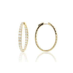 18K Gold Round Diamond Oval Hoop Earrings 5.00 ctw