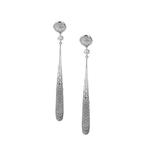 18K White Gold Pavé Graduated Drop Diamond Earrings 2.25 ctw