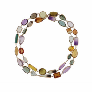 Estate 18K Gold Multicolor Gem-Set Chain Necklace