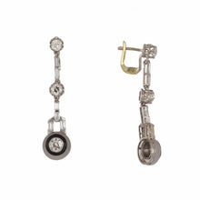 Load image into Gallery viewer, Art Deco Enamel and Rock Crystal Platinum 18K Gold Earrings
