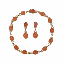 Load image into Gallery viewer, Estate Peach Moonstone 18K Gold Necklace and Earrings
